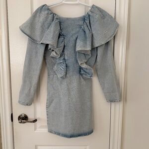 Zara Denim Ruffle Mini Dress